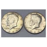 (2) 1964 Silver Kennedy Half Dollars 90% Silver