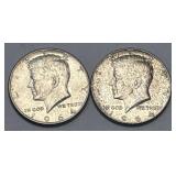 (2) 1964 Silver Kennedy Half Dollars 90% Silver