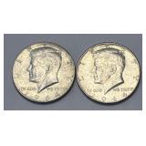 (2) 1964 Silver Kennedy Half Dollars 90% Silver