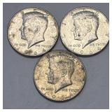 (3) 1964 Silver Kennedy Half Dollars 90% Silver