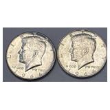 (2) 1964 Silver Kennedy Half Dollars 90% Silver