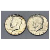 (2) 1964 Silver Kennedy Half Dollars 90% Silver
