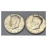(2) 1964 Silver Kennedy Half Dollars 90% Silver