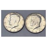 (2) 1964 Silver Kennedy Half Dollars 90% Silver