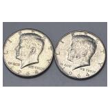 (2) 1964 Silver Kennedy Half Dollars 90% Silver