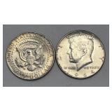 (2) 1964 Silver Kennedy Half Dollars 90% Silver