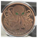 (SC) 5 AVDP oz .999 Fine Copper Kraken Glow in