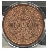 (SC) 5 oz Copper Round Aztec Calendar in a