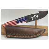 (SC) 8ï¿½ Damascus Style American Flag Knife With