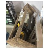 Wooden toolbox with contents as pictured