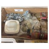 Box containing several electrical items,