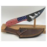 (SC) 8ï¿½ American Flag Fixed Blade Knife Made From