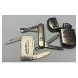 Zippo Knife, Victorinox Multi Knife, and Winston