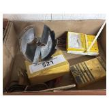 Box lot containing multimeter, hole saw and more