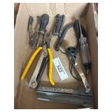 Box lot containing combination, pliers, nut