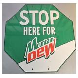 (F) Metal Mountain Dew Stop Sign 23ï¿½"x 23ï¿½"