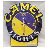 (F) Vintage Plastic Camel Lights Clock 19"W 22"H