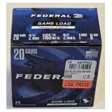 20Ga Federal #6 Shot 25 Cartridges