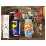 Tray Lot Containing Several Keys, WD-40, Pocket