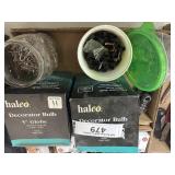 Tray Lot Containing Decorator Bulbs, Nails,