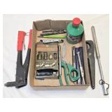 (C) Rivet Gun, Tire Pressure Gauges, Ratchet