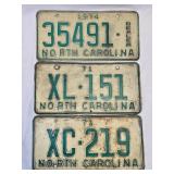 (C) 3- Vintage NC License Plates