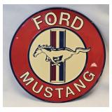 (C) Round Metal Ford Mustang Sign 11ï¿½"