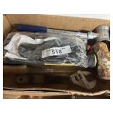 Box lot containing Shop hammers drywall saw