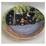 This Hand-Painted Folk Art Ceramic Bowl Features