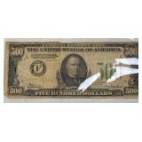 500.00 Dollar Bill! Federal Reserve Note Dated