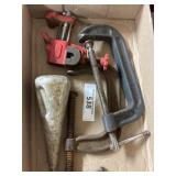 Box containing wood splitter, small table, top