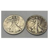 (2) Silver Walking Liberty Half Dollars 90% Silver