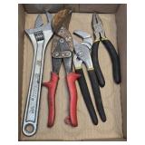 (C) Adjustable Wrench, Tin Snips, Adjustable