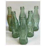 6 Pc Collectible Green Glass Coca Cola Including