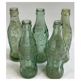 5 Pc  Collectible Green Glass Coca Cola Including
