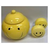 (A) Small Lidded Jar and Salt and Pepper