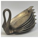 (H) Silver Flashed Swan Trays Set of 6