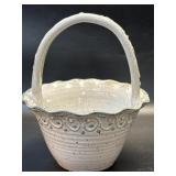 Signed Pottery Basket with Speckled Glaze and