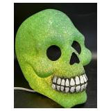 Halloween Skull Light Up Melted Plastic Green