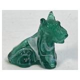 (H) Glass Duke Scottie Pup Dog Clear Green Swirl