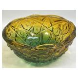 (A) Vintage Jeanette Glass Amber Green Flashed