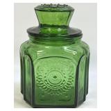 (A) Wheaton Green Glass Cookie Jar Bottle Emerald