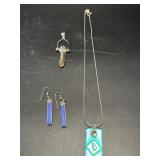 Jewelry including Blue Dichroic Fused Glass