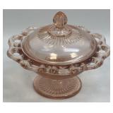 Vintage Pink Depression Glass Footed Candy Dish
