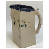 Vintage Pottery Pitcher With Grape Pattern Signed
