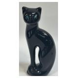 (H) Black Cat Figurine Green Eyes Vintage Glossy