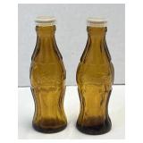 Amber Glass Coca-Cola Bottle Salt & Pepper Shaker