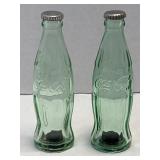 Green Glass Coca-Cola Bottle Salt & Pepper Shaker