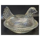 Vintage Indiana Glass Hen on Nest Clear 7ï¿½