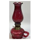 Cranberry Color Glass Oil Lamp with Finger Loop